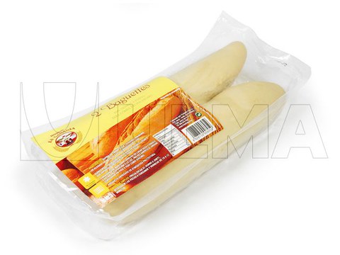 Ready-to-bake baguette bread packaging in thermoforming