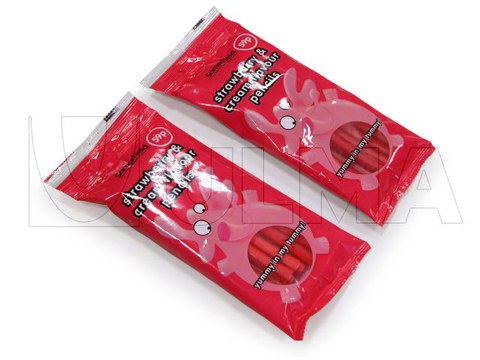 Liquorice sweets packaging in flow pack wrapper (HFFS)