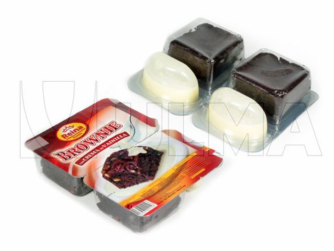 Brownie and cream MAP packing in thermoforming in rigid film