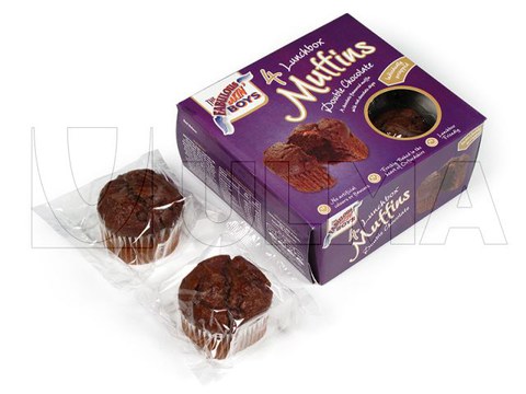 Muffins packaging in flow pack (hffs)