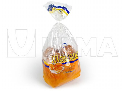 Prepacked muffins packaging in vertical machine (VFFS) in steady flat bottom pack with clip.
