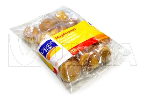 Prepacked muffins packaging in vertical machine (VFFS) in pillow pack.