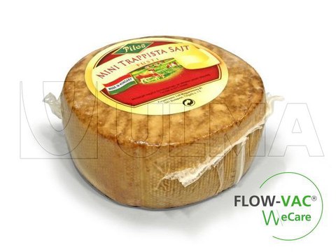 Cheese packaging in flow pack wrapper (HFFS) in vacuum bag with FLOW VAC system