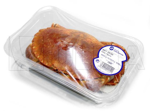 Frozen crab packaging in traysealing