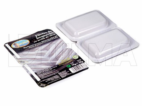 Anchovies with oil MAP packaging in thermoforming in rigid film