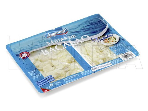 Crumbled codfish bipack in thermoforming with rigid film