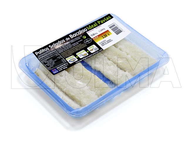 Frozen salted codfish fingers packaging in traysealing — ULMA Packaging