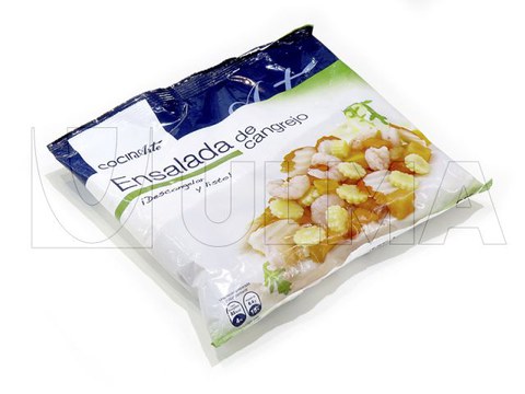 Crab salad packaging in vertical machine (vffs)