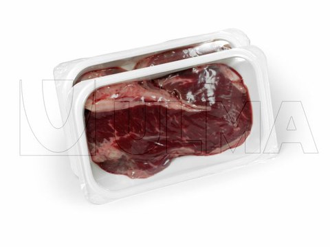 Meat packaging in thermoforming in rigid film with skin and modified atmosphere (MAP). BLOOM aplication.