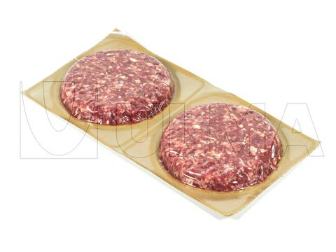 Hamburger packaging in skin thermoforming and bipack package