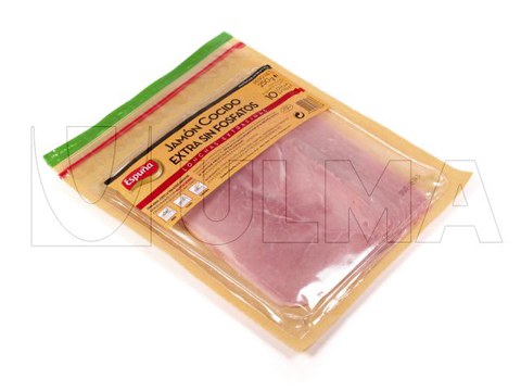 Sliced ham packaging in thermoforming with modified atmosphere (MAP) and flexible film