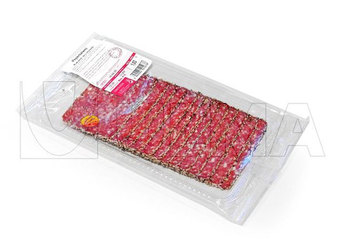 Sliced processed meat packaging in flow pack wrapper (HFFS)