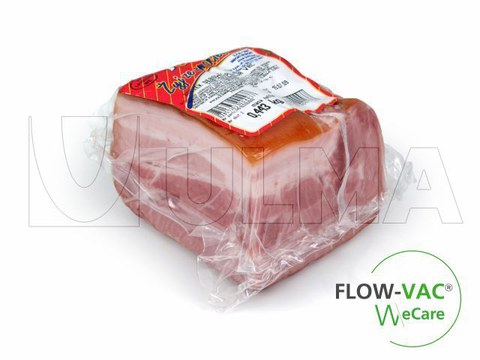 Processed meat packaging in Flow Vac wrapper