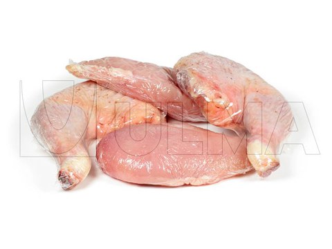 Chicken parts packaging in polyolefin (POF) shrink film