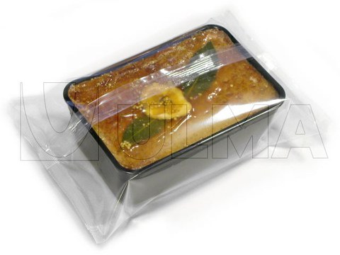 Foie gras packaging in flow pack wrapper (HFFS) in trays