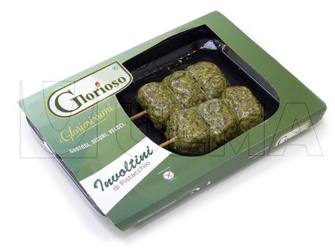 Pistachio rolls packaging in thermoforming in skin pack
