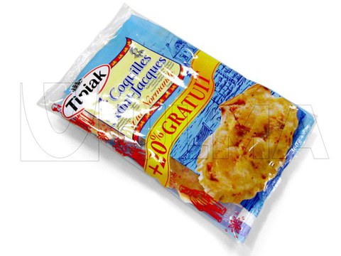 Frozen cooked scallop packaging in vertical machine (vffs)