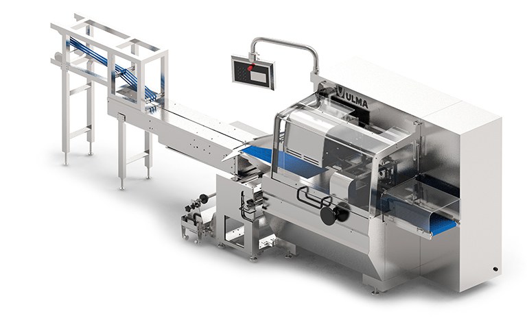 Envasadora Flow Pack con sistema de carga automática de mascarillas Envasadora Flow Pack con sistema de carga automática de mascarillas