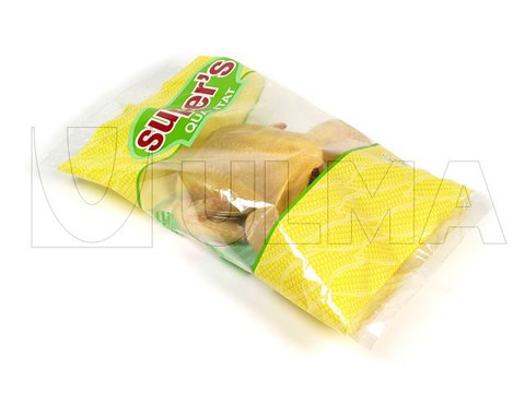 Envasado de pollo entero en flow pack (hffs) con film BOPP