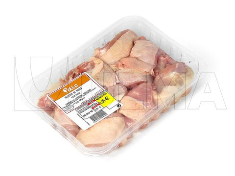 Envasado de alitas y muslos de pollo en termosellado con atmósfera modificada (MAP)