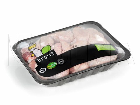 Envasado de despiece de pollo en termosellado con film estirable retráctil