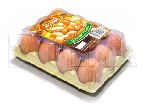 Envasado de estuches de huevos en flow pack