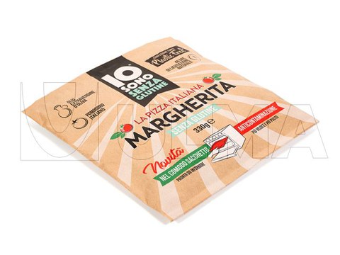 Envasado de pizza en film papel horneable en flow pack (hffs)