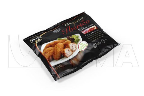 Envasado de croquetas congeladas en Vertical en film LDPE y Laminado.