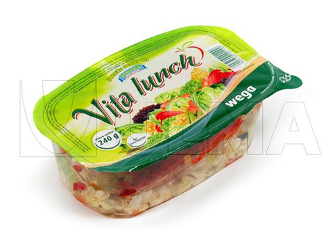 Envasado en termosellado de ensalada precocinada 5ª gama en bandeja rígida