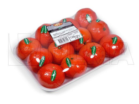 Envasado de mandarinas en bandeja en film extensible