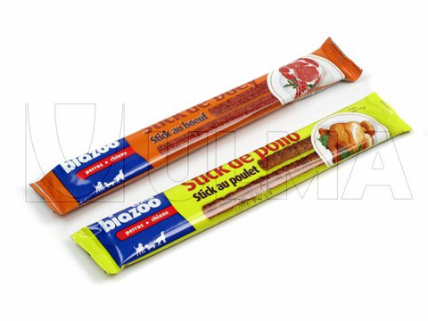 Envasado de comida para animales en flow pack