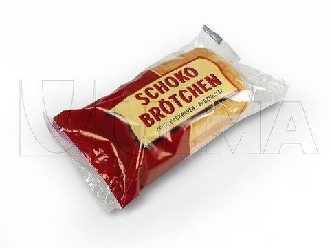 Envasado de napolitana de chocolate en flow pack (hffs)