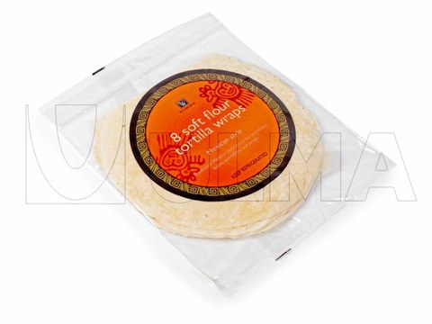 Envasado de tortilla mexicana con sistema resellable zipper y en atmósfera modificada MAP en flow pack