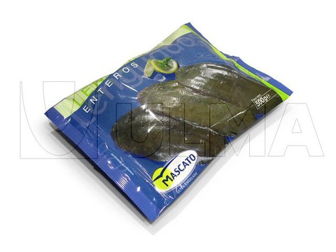 Envasado de gambas congeladas en bolsa almohadilla y film laminado. — ULMA  Packaging