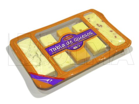 Envasado de loncheado de queso en bandeja termosellada con atmósfera modificada (MAP)